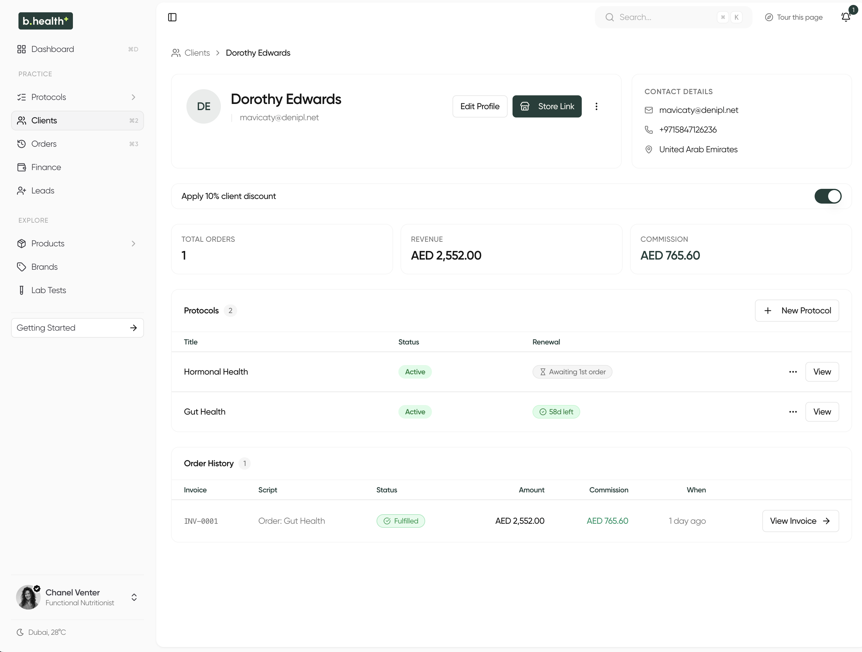 Client management dashboard